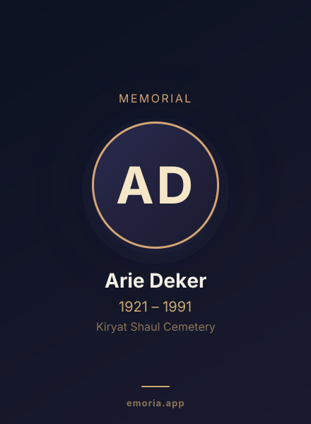 Memorial portrait of Arie Deker