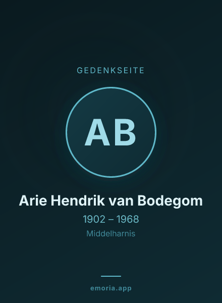 Gedenkportrait von Arie Hendrik van Bodegom