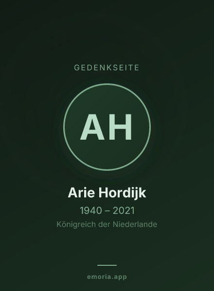 Gedenkportrait von Arie Hordijk