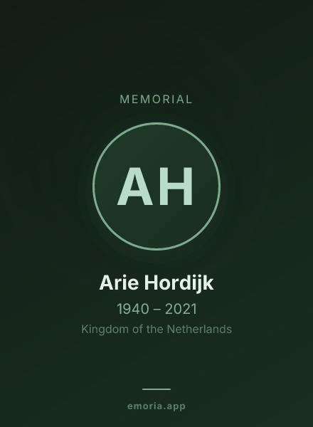 Memorial portrait of Arie Hordijk