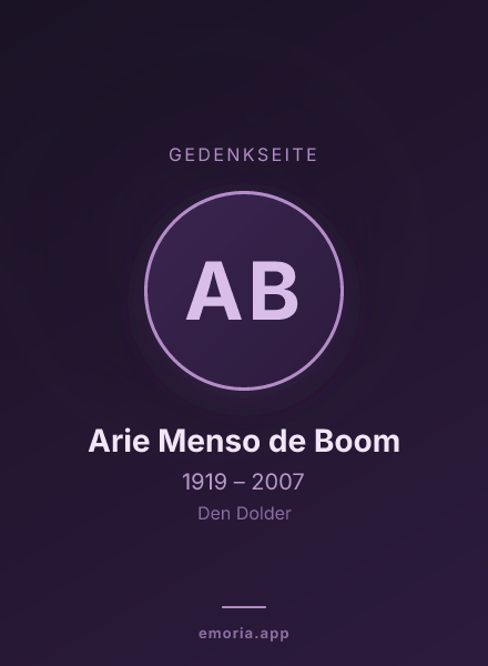 Gedenkportrait von Arie Menso de Boom