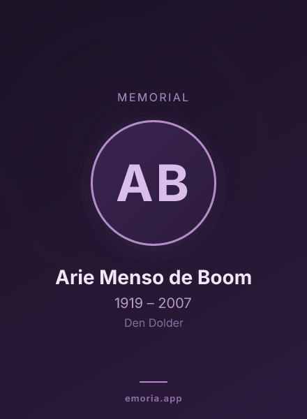 Memorial portrait of Arie Menso de Boom