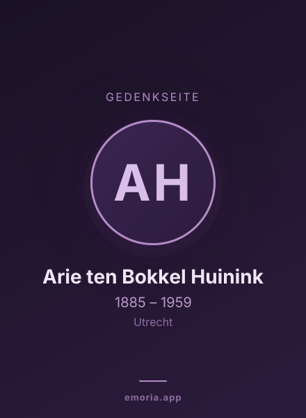 Gedenkportrait von Arie ten Bokkel Huinink