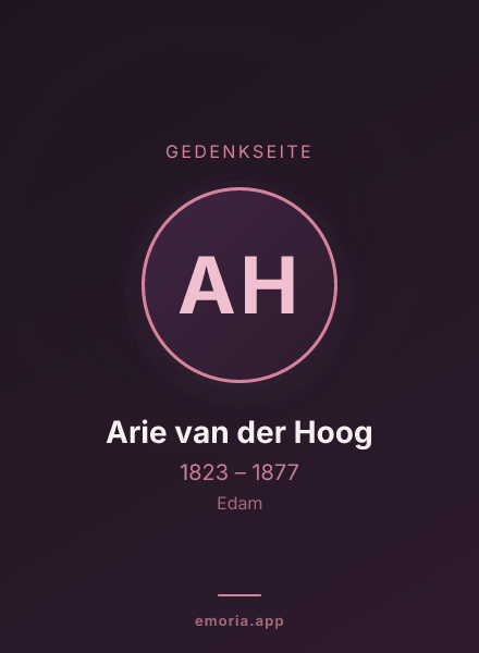 Gedenkportrait von Arie van der Hoog