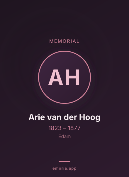 Memorial portrait of Arie van der Hoog