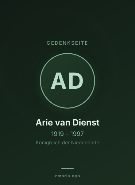 Gedenkportrait von Arie van Dienst