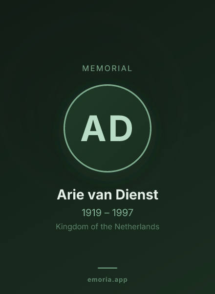 Memorial portrait of Arie van Dienst