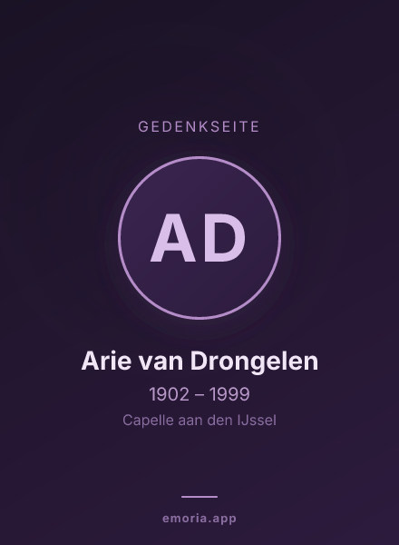 Gedenkportrait von Arie van Drongelen