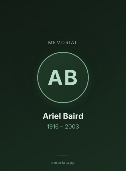 Memorial portrait of Ariel Baird