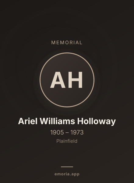 Memorial portrait of Ariel Williams Holloway