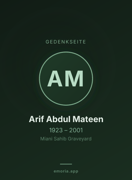 Gedenkportrait von Arif Abdul Mateen