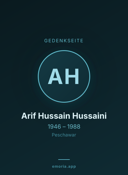Gedenkportrait von Arif Hussain Hussaini