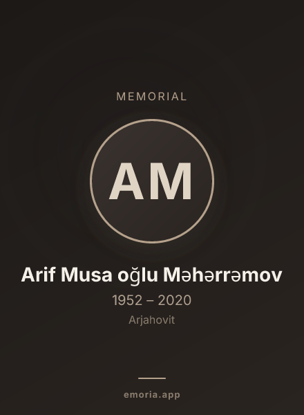 Memorial portrait of Arif Musa oğlu Məhərrəmov