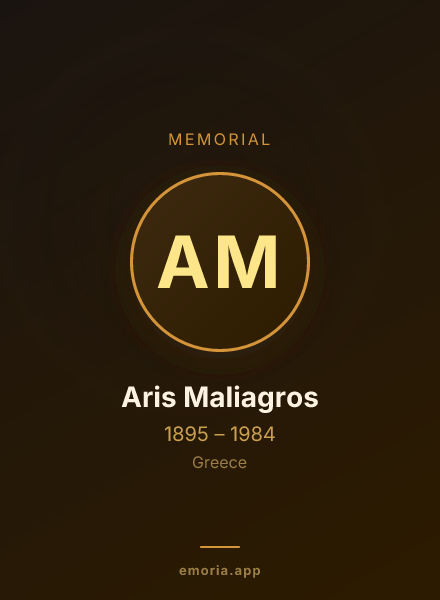 Memorial portrait of Aris Maliagros
