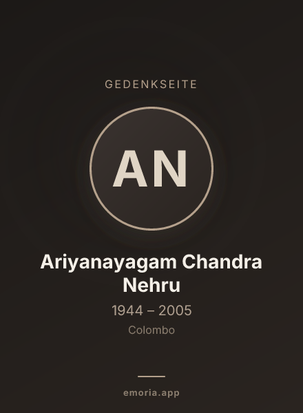 Gedenkportrait von Ariyanayagam Chandra Nehru