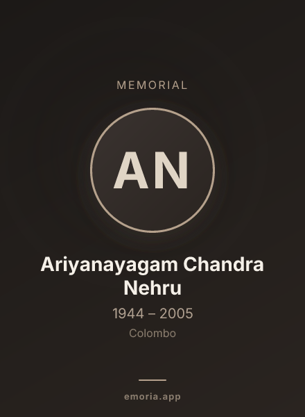 Memorial portrait of Ariyanayagam Chandra Nehru