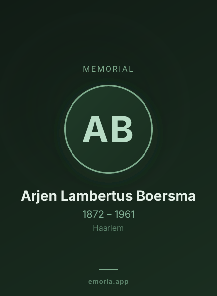 Memorial portrait of Arjen Lambertus Boersma