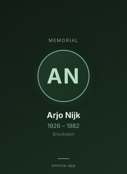Memorial portrait of Arjo Nijk