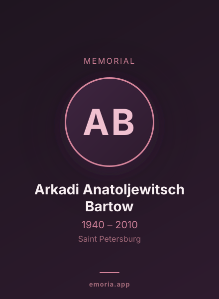 Memorial portrait of Arkadi Anatoljewitsch Bartow