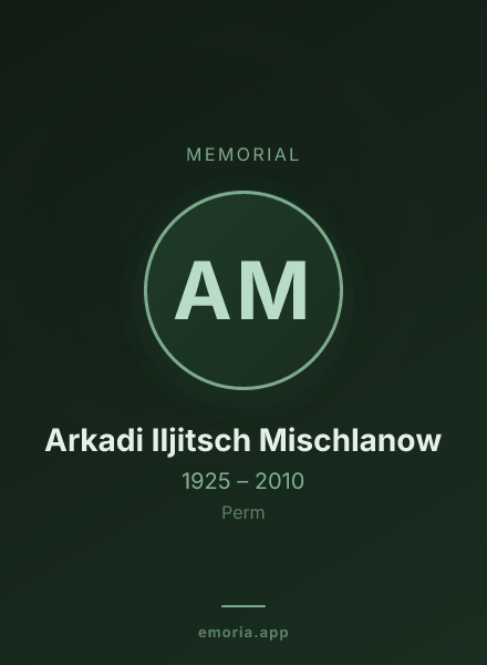 Memorial portrait of Arkadi Iljitsch Mischlanow