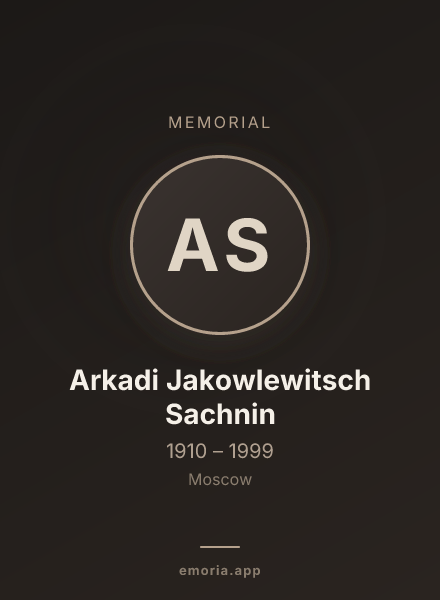 Memorial portrait of Arkadi Jakowlewitsch Sachnin
