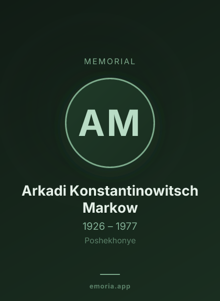 Memorial portrait of Arkadi Konstantinowitsch Markow