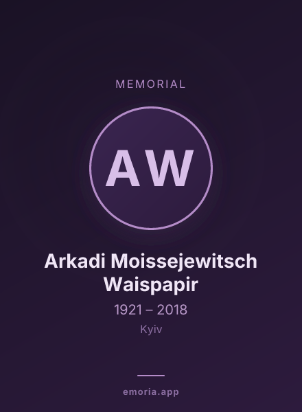 Memorial portrait of Arkadi Moissejewitsch Waispapir