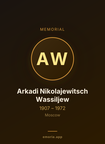 Memorial portrait of Arkadi Nikolajewitsch Wassiljew