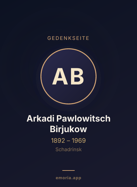 Gedenkportrait von Arkadi Pawlowitsch Birjukow
