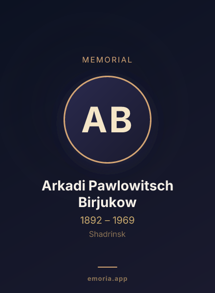 Memorial portrait of Arkadi Pawlowitsch Birjukow