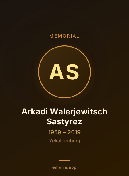 Memorial portrait of Arkadi Walerjewitsch Sastyrez