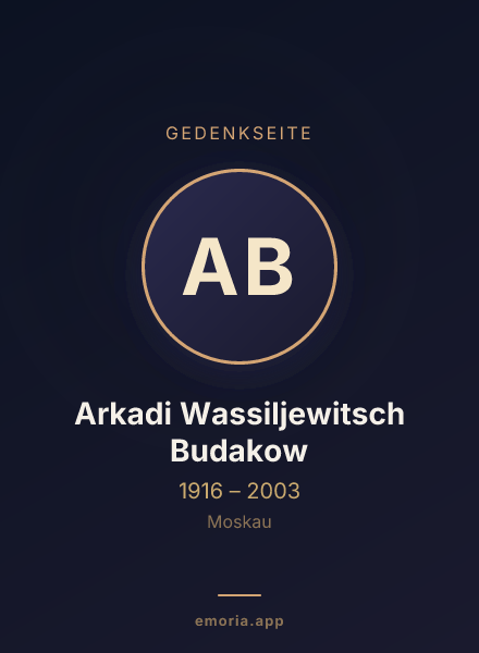 Gedenkportrait von Arkadi Wassiljewitsch Budakow