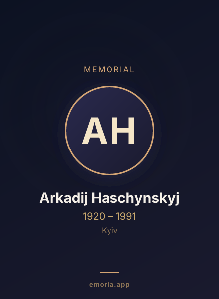 Memorial portrait of Arkadij Haschynskyj
