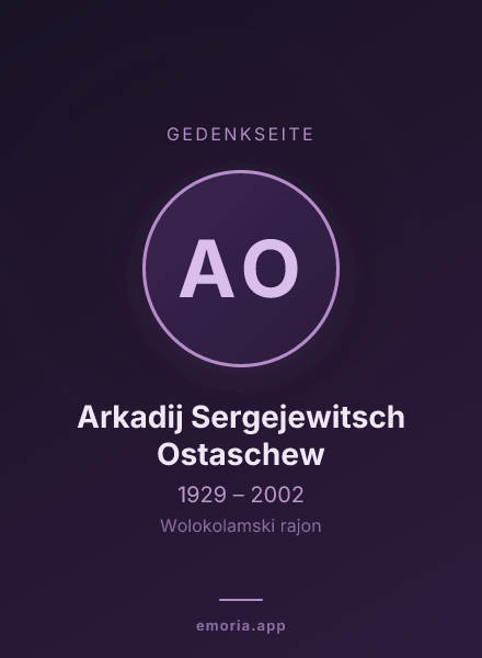 Gedenkportrait von Arkadij Sergejewitsch Ostaschew
