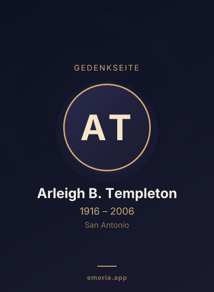Gedenkportrait von Arleigh B. Templeton