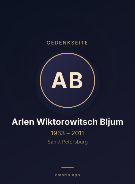 Gedenkportrait von Arlen Wiktorowitsch Bljum