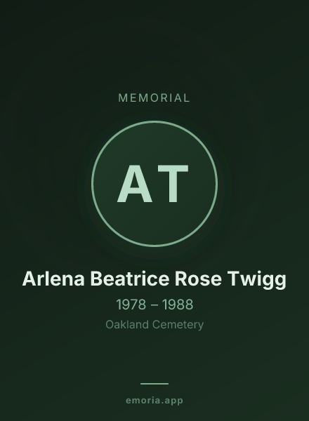 Memorial portrait of Arlena Beatrice Rose Twigg