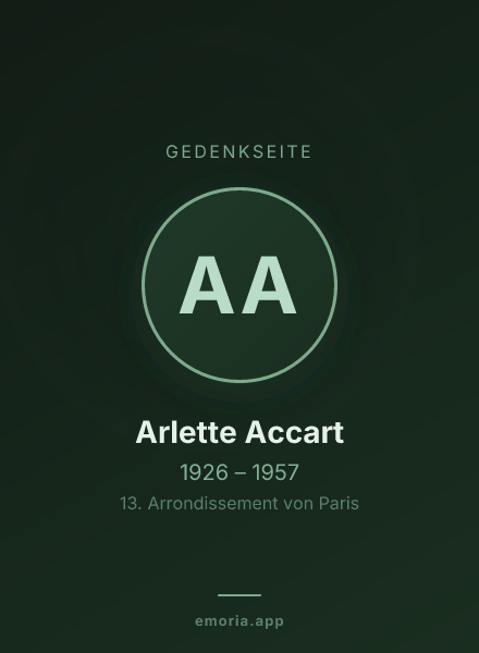 Gedenkportrait von Arlette Accart