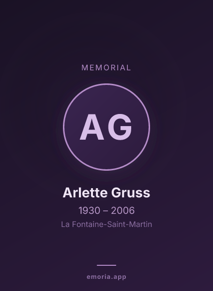 Memorial portrait of Arlette Gruss