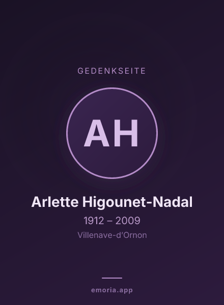 Gedenkportrait von Arlette Higounet-Nadal