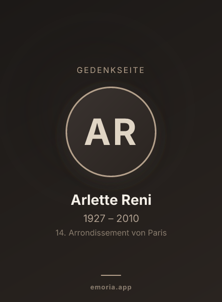 Gedenkportrait von Arlette Reni