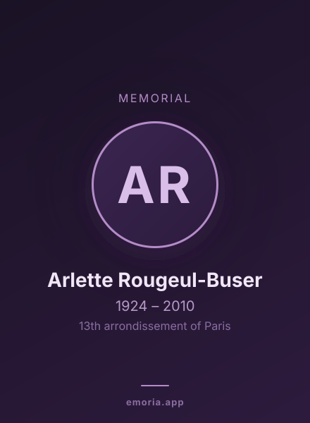 Memorial portrait of Arlette Rougeul-Buser