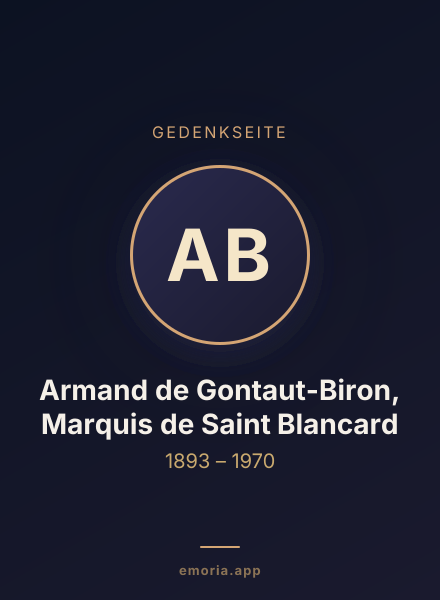 Gedenkportrait von Armand de Gontaut-Biron, Marquis de Saint Blancard