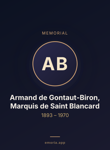 Memorial portrait of Armand de Gontaut-Biron, Marquis de Saint Blancard