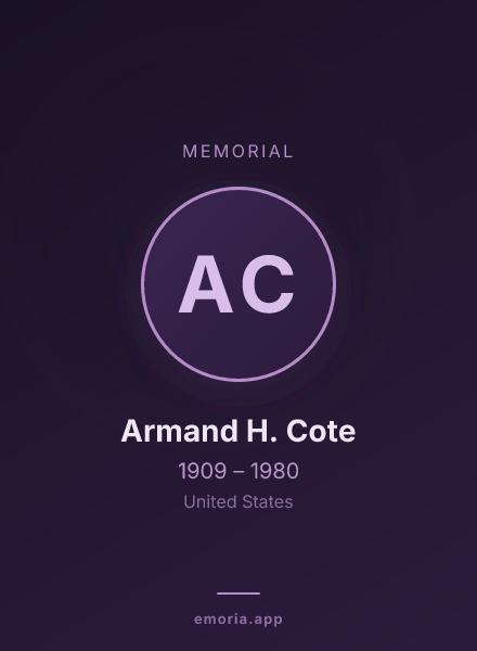Memorial portrait of Armand H. Cote
