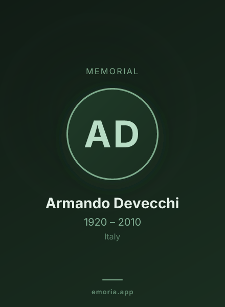 Memorial portrait of Armando Devecchi