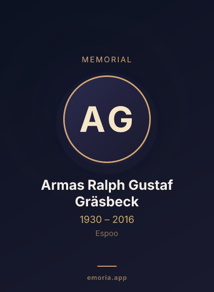 Memorial portrait of Armas Ralph Gustaf Gräsbeck