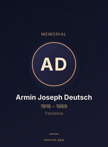 Memorial portrait of Armin Joseph Deutsch