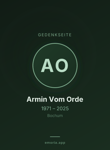 Gedenkportrait von Armin Vom Orde