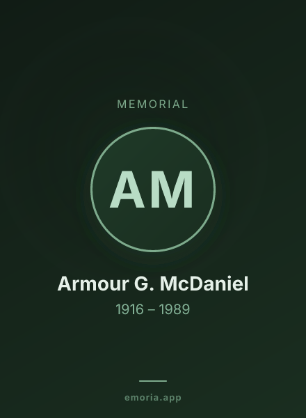 Memorial portrait of Armour G. McDaniel